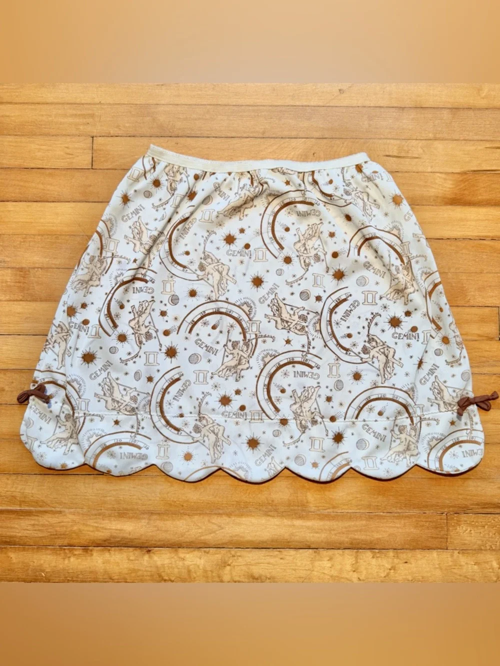 Vintage GEMINI NOVELTY PRINT Half Slip MCM Mini SKIRT 1950s 1960s XS Astrology - Picture 5 of 6